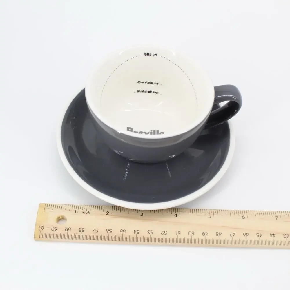 BREVILLE Home Barista Latte Art Coffee Espresso Cappuccino Cup With Saucer Gray